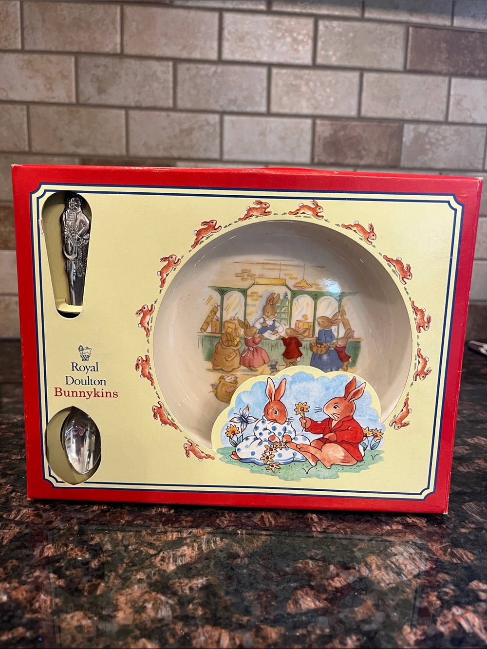 Royal Doulton Bunnykins Red & Cream Child’s Bowl Gift Set- Brand New!